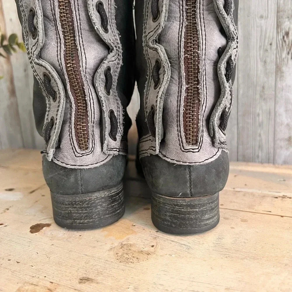 Jeffrey Campbell Over The Knee Grey Leather Boots